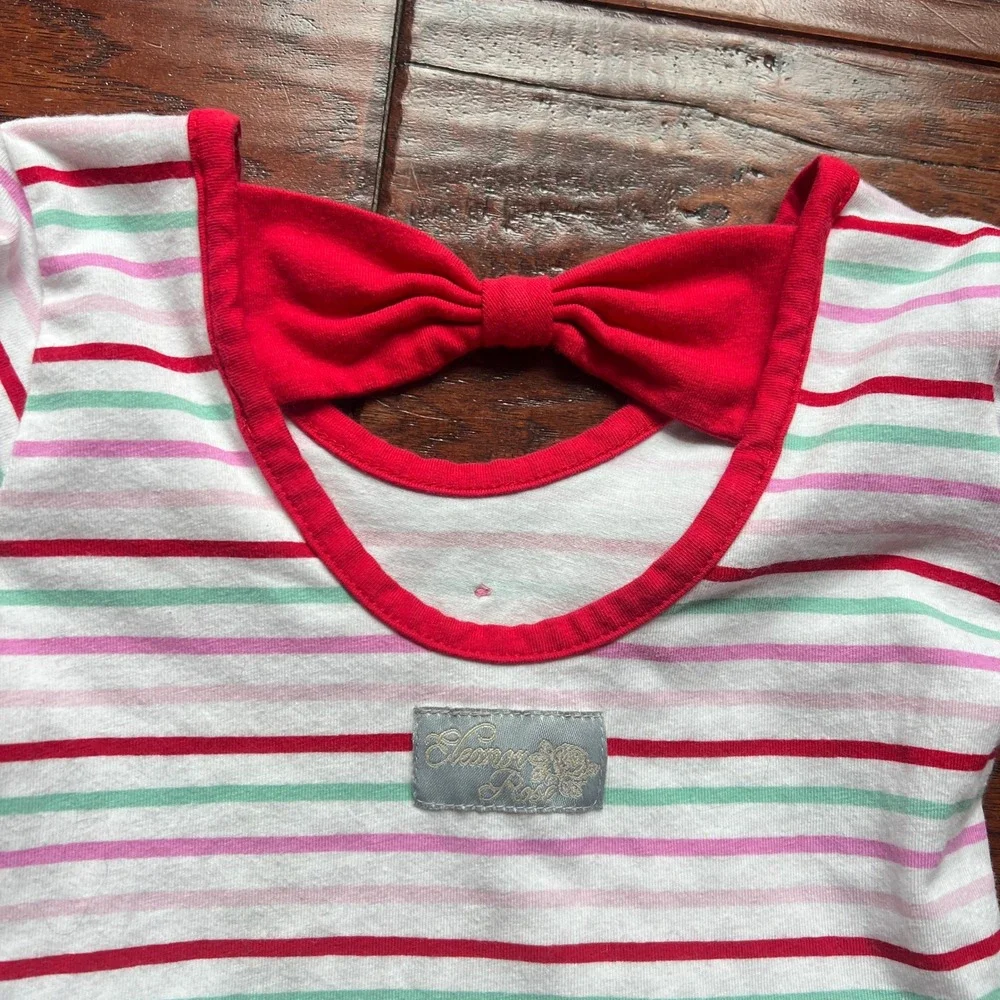 Eleanor Rose Girls‎ 4-5 Holiday Stripe Annie Skater Dress Bow Back Twirl Pockets
